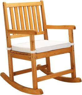 Winado - Wooden Rocking Chair, Weatherproof Rocker with Cushion Rocking Bench Support 550LBS for Patio Yard Garden Outdoor Indoor - Teak