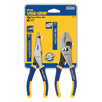 IRWIN VISE-GRIP 2 Piece Pliers Set - 6" Long Nose Pliers & Wire Cutter - LIFETIME GUARANTEE - 2078702