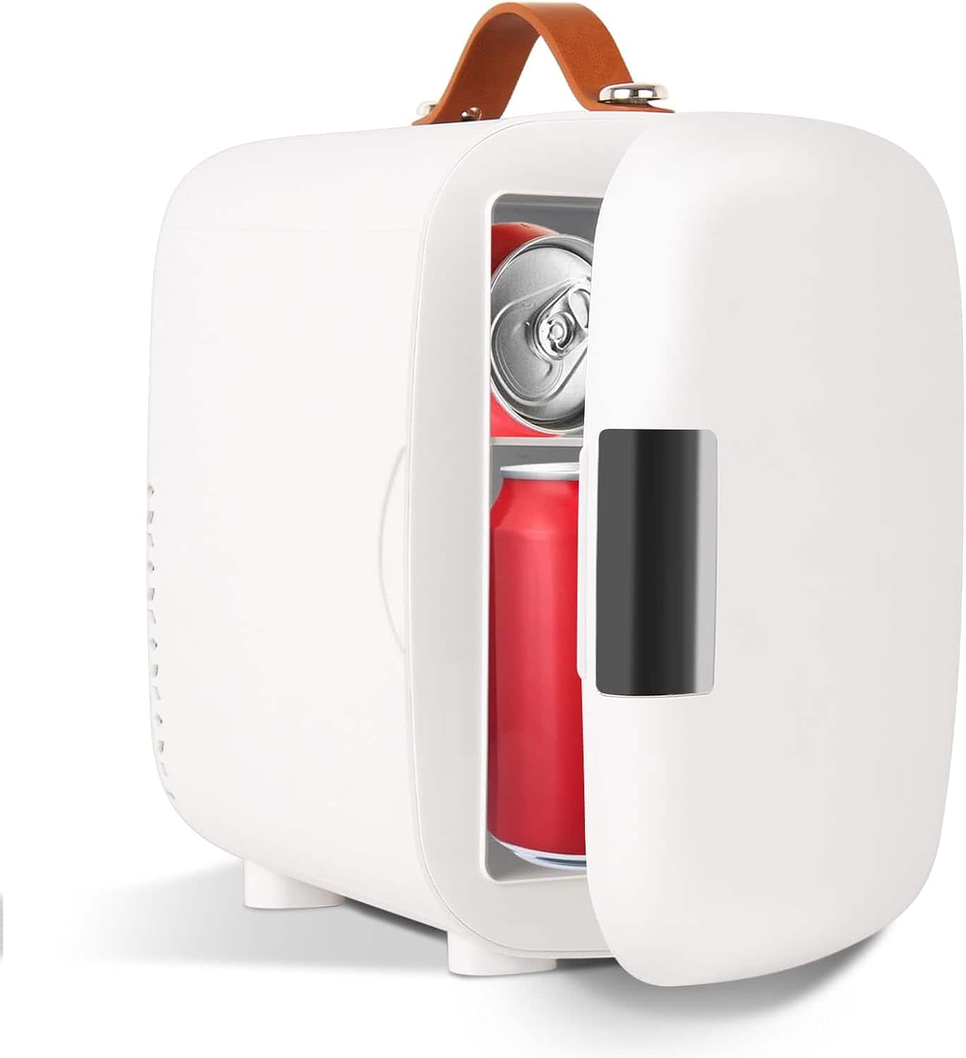 Sweet - 4L/6 Can Compact Refrigerator, Portable Mini Fridge for AC/DC Skincare Refrigerator for Bedroom Office Car Dorm - White