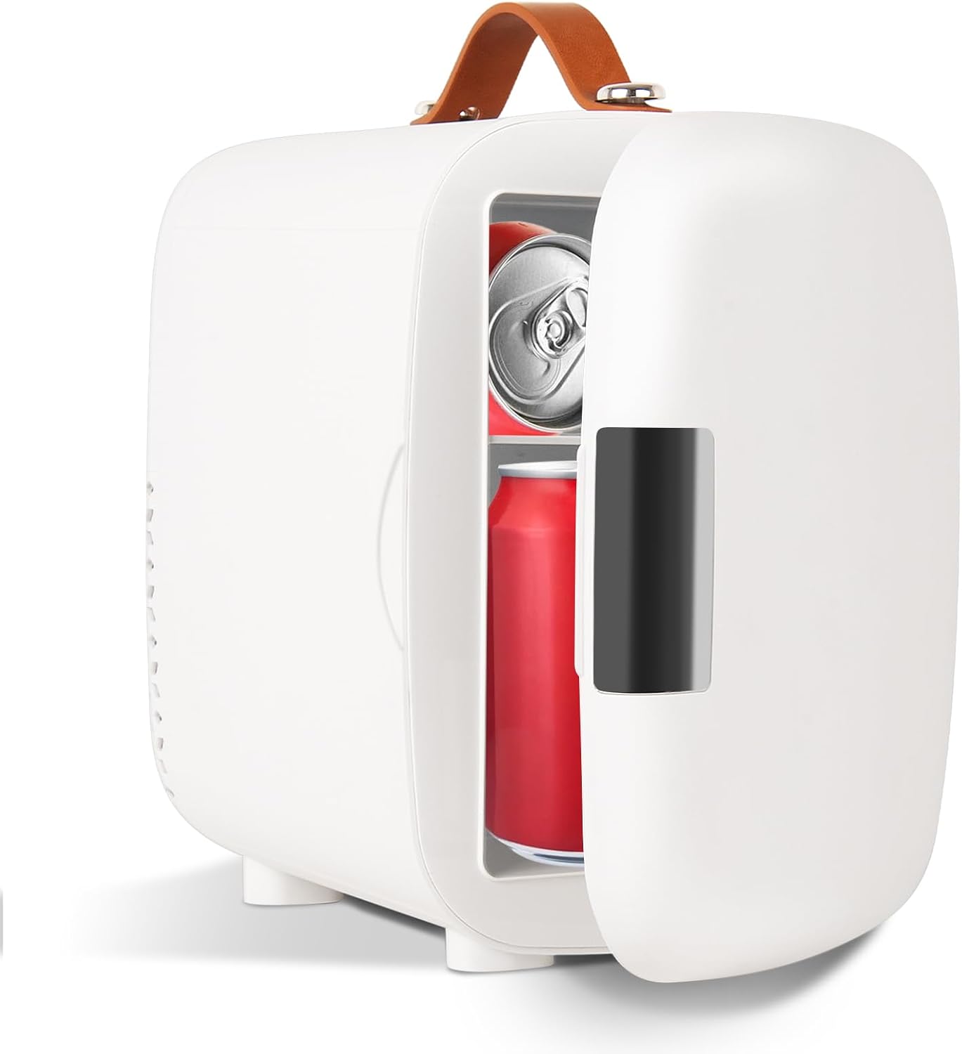 Sweet - 4L/6 Can Compact Refrigerator, Portable Mini Fridge for AC/DC Skincare Refrigerator for Bedroom Office Car Dorm - White