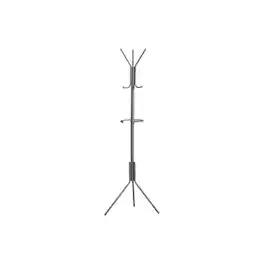 ALEXOUN - Coat Rack with Hall Tree - Free Standing, Hanging Bar, 6 Hooks, 68" Height, Grey Metal,Suitable for Entryway and Bedroom - Silver