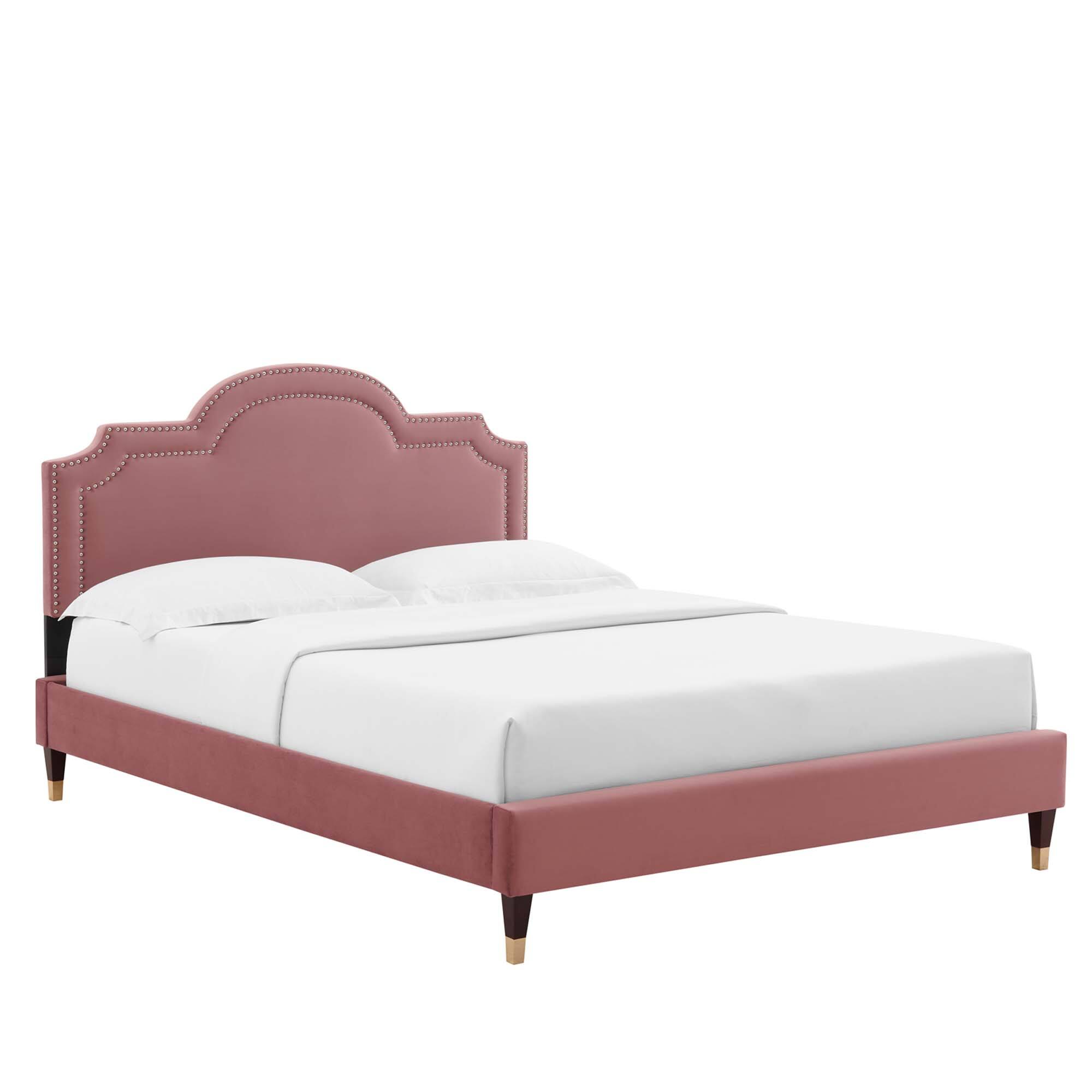 Angle. Modway - Juniper Channel Tufted Performance Velvet King Platform Bed - Red.