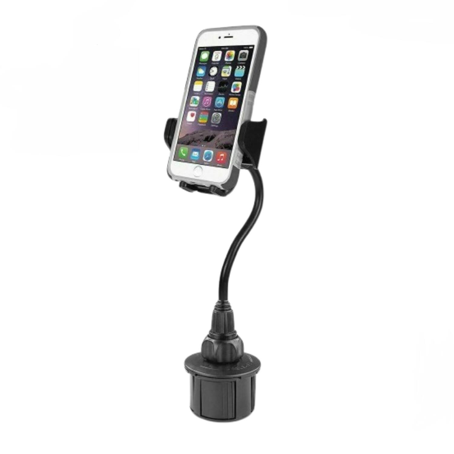 Angle. Stock Preferred - Universal Adjustable Gooseneck Car Cup Holder Phone Mount - Black.