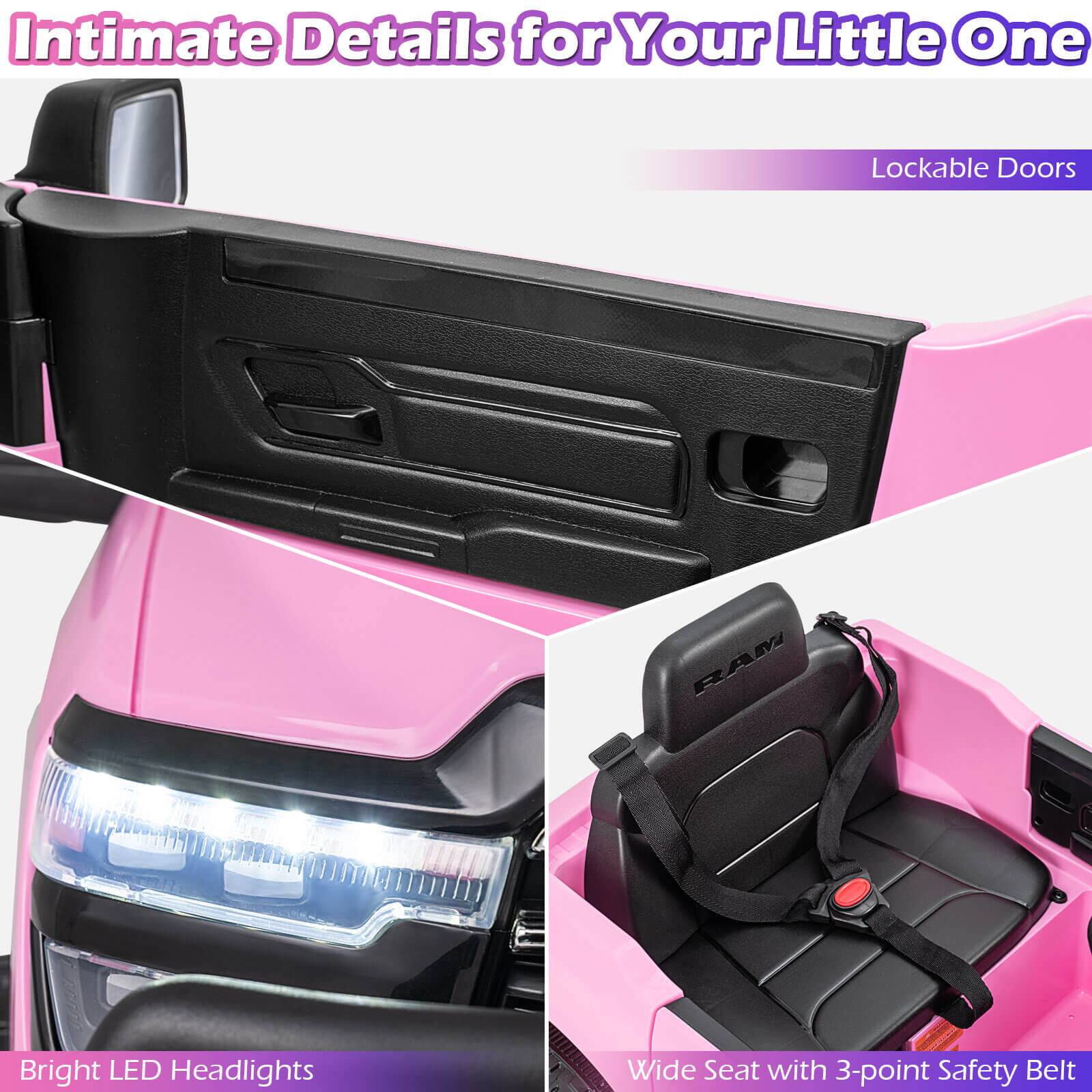 Intimate Details for Your Little One

- Lockable Doors
- Bright LED Headlights
- Wide Seat with 3-point Safety Belt