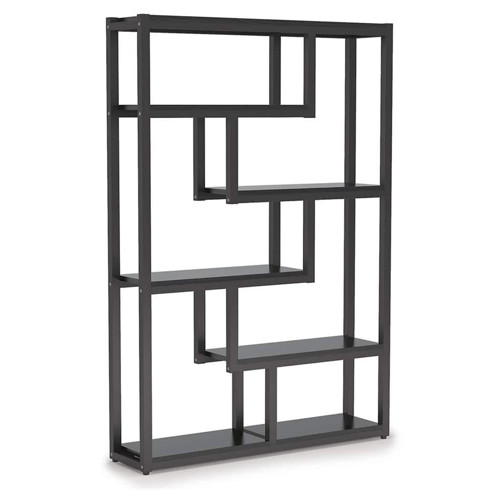Kadyn - Bookshelf, Storage Shelf, Bookcase,6-Tier Bookshelf, 69" Industrial Etagere Bookcase with Staggered Shelves - Walnut