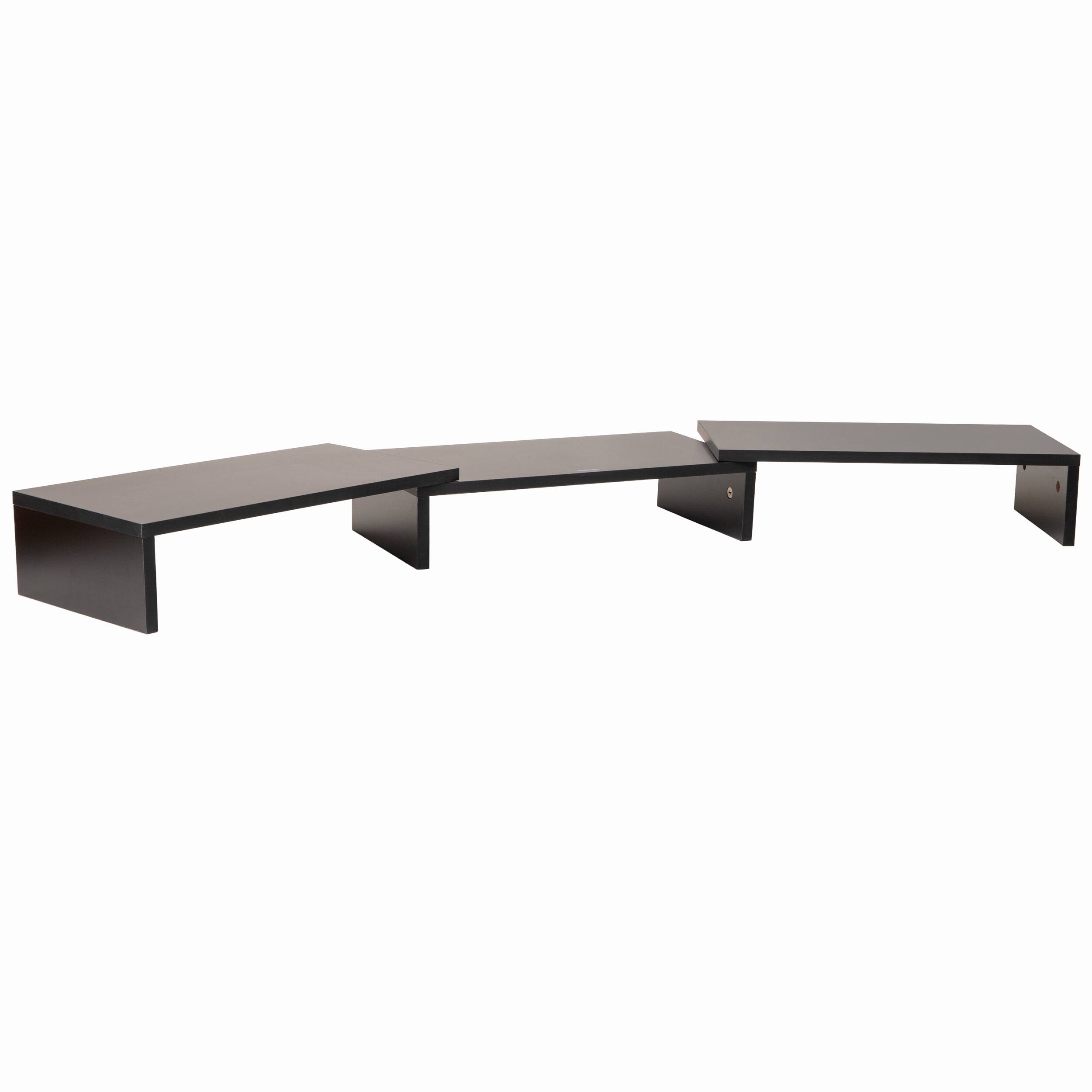 Alt View 7. Mind Reader - Dual Monitor Stand, Adjustable MDF Desktop Riser for Laptop, Monitor, TV, Expands to 51.25" Wide - Black.