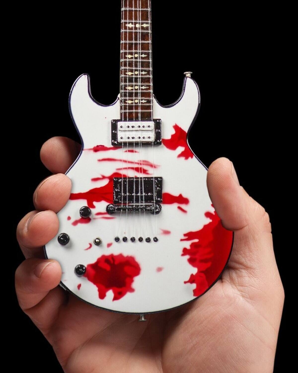 Alt View 1. Axe Heaven - Zacky Vengeance - Axe Heaven Zacky Vengeance White Schecter Custom Blood Splatter Mini Guitar - Collectibles - Multicolor.