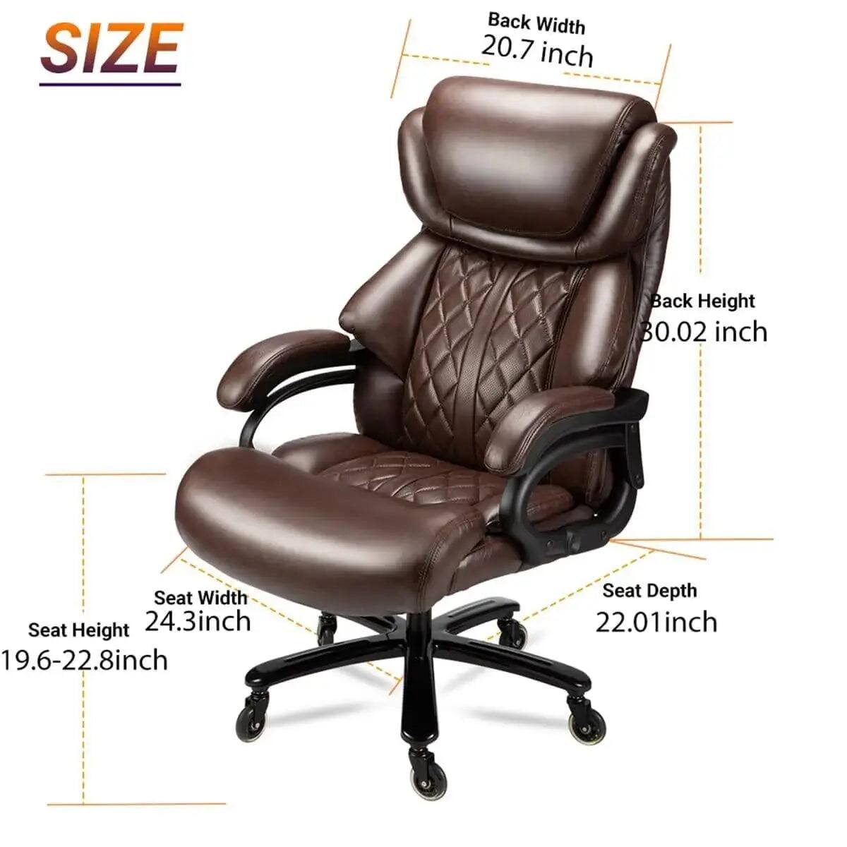 SIZE  
Back Width: 20.7 inch  
Back Height: 80.02 inch  
Seat Width: 24.3 inch  
Seat Height: 19.6-22.8 inch  
Seat Depth: 22.01 inch