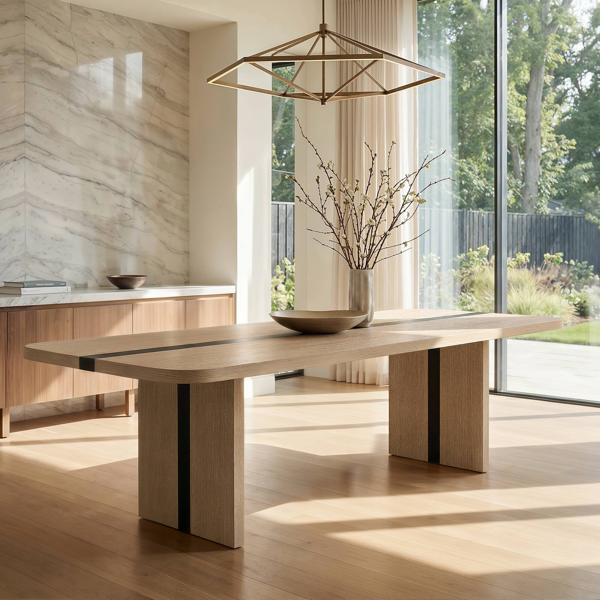 Alt View 5. Homsee - Wood Veneer Large Desk Table 86.6", Modern Dining Table for Home Office 8 Seat, Natural Finish for Dining & Working - Wooden.