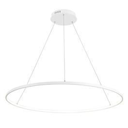 Jonathan Y - Brice 35" Modern Contemporary Metal Round Dimmable Integrated LED Pendant - Matte White