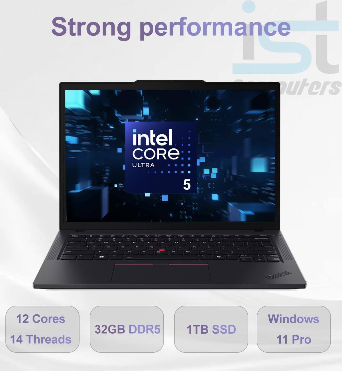 Strong performance  
Intel Core Ultra 5  
12 Cores 14 Threads  
32GB DDR5  
1TB SSD  
Windows 11 Pro