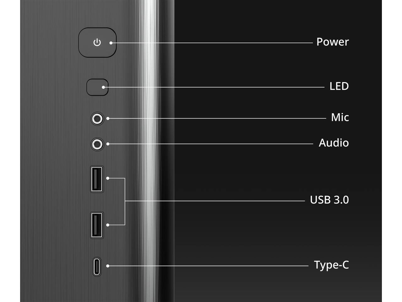 Power LED Mic Audio USB 3.0 Type-C