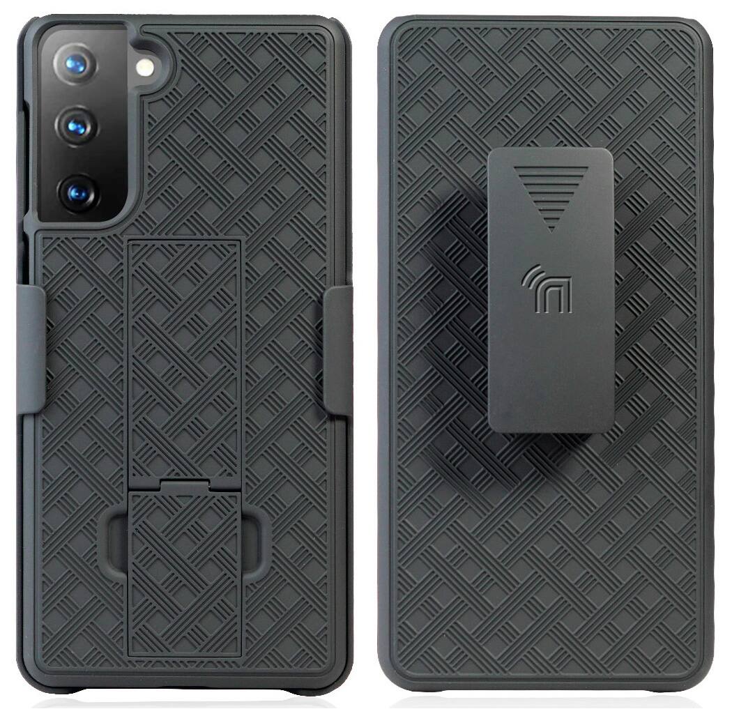 Alt View 2. Nakedcellphone - Case with Stand and Belt Clip Holster for Samsung Galaxy S21 Plus - Black.