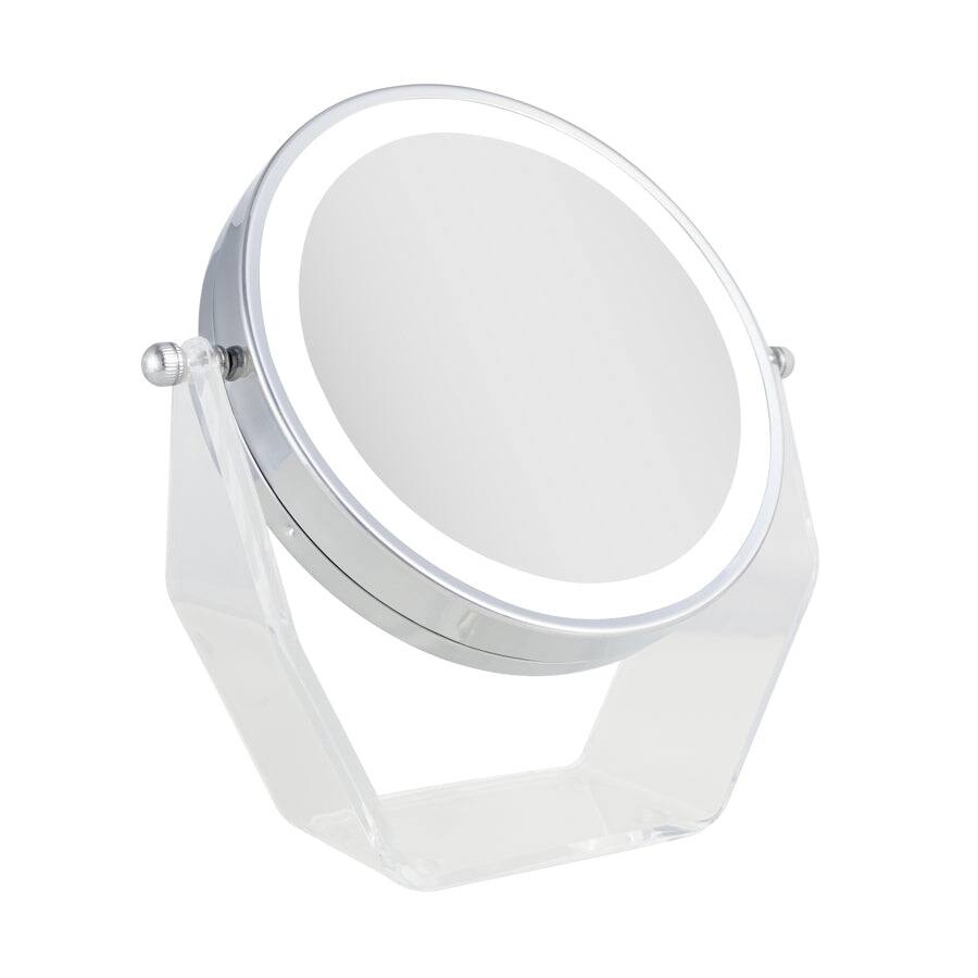 Front. Zadro - LED Lighted Makeup Mirror with 8X/1X Magnifications - Chrome.