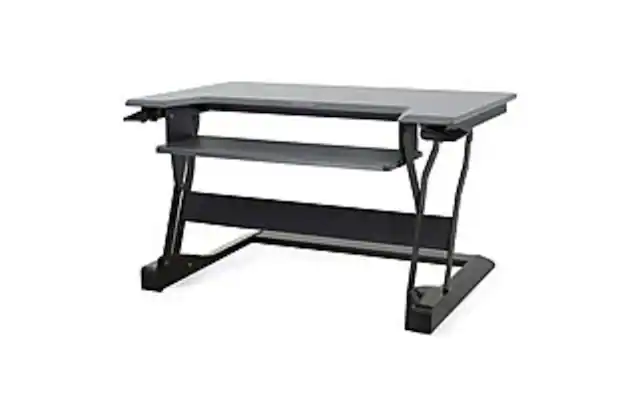 Front. Ergotron - 33-397-085 WorkFit-T Sit-Stand Desktop Workstation Stand - Black - Black.