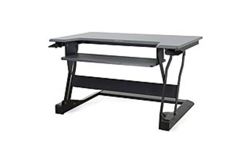 Front. Ergotron - 33-397-085 WorkFit-T Sit-Stand Desktop Workstation Stand - Black - Black.