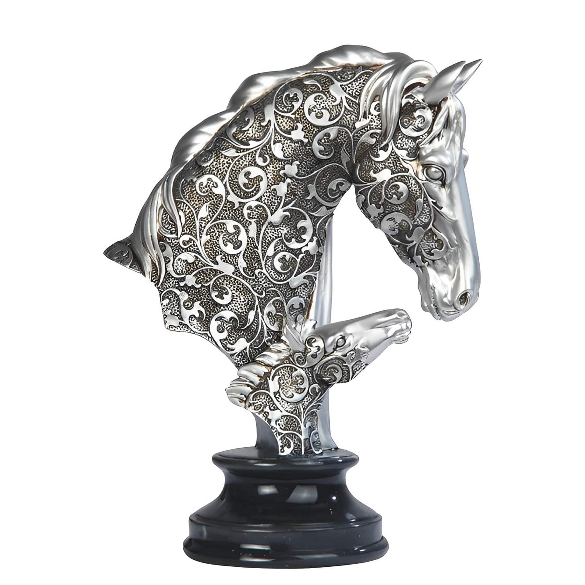 FC Design - 10"Hative Craved Horse Head Bust Figurine with Base Computer Desk Tabletop Home Decor Gift - Multi-Color