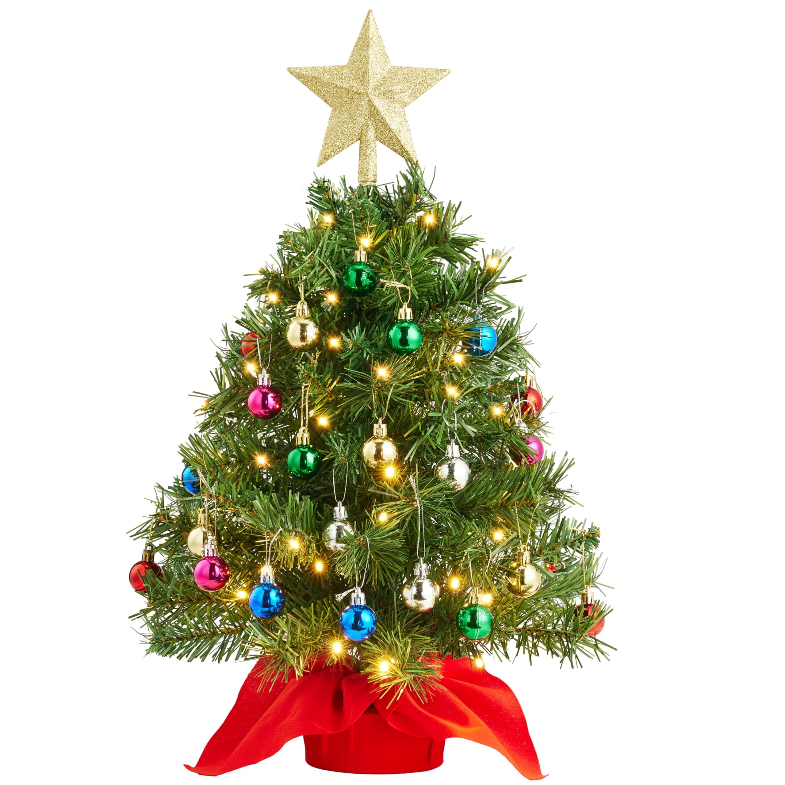 Stylel Star - Joiedomi 24"/2FT Mini Christmas Tree Tabletop Set with Clear LED Lights, Artificial Mini Christmas Tree with Star - Tree with Tree Topper