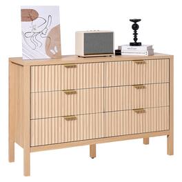 VEVOR - 6 Fluted Drawer Dresser, Chest of Drawers with Sliding & Anti-tip Device, Modern Minimalist Dresser Chest - Wooden