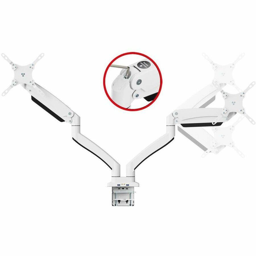 Alt View 3. SIIG - Dual Monitor Desk Mount with USB and Audio Ports - White.
