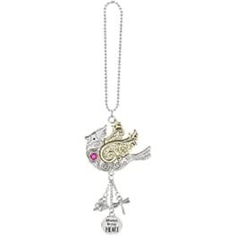 Ganz - and Gold Cardinal Car Charm 2 Inches with Chain - Silver
