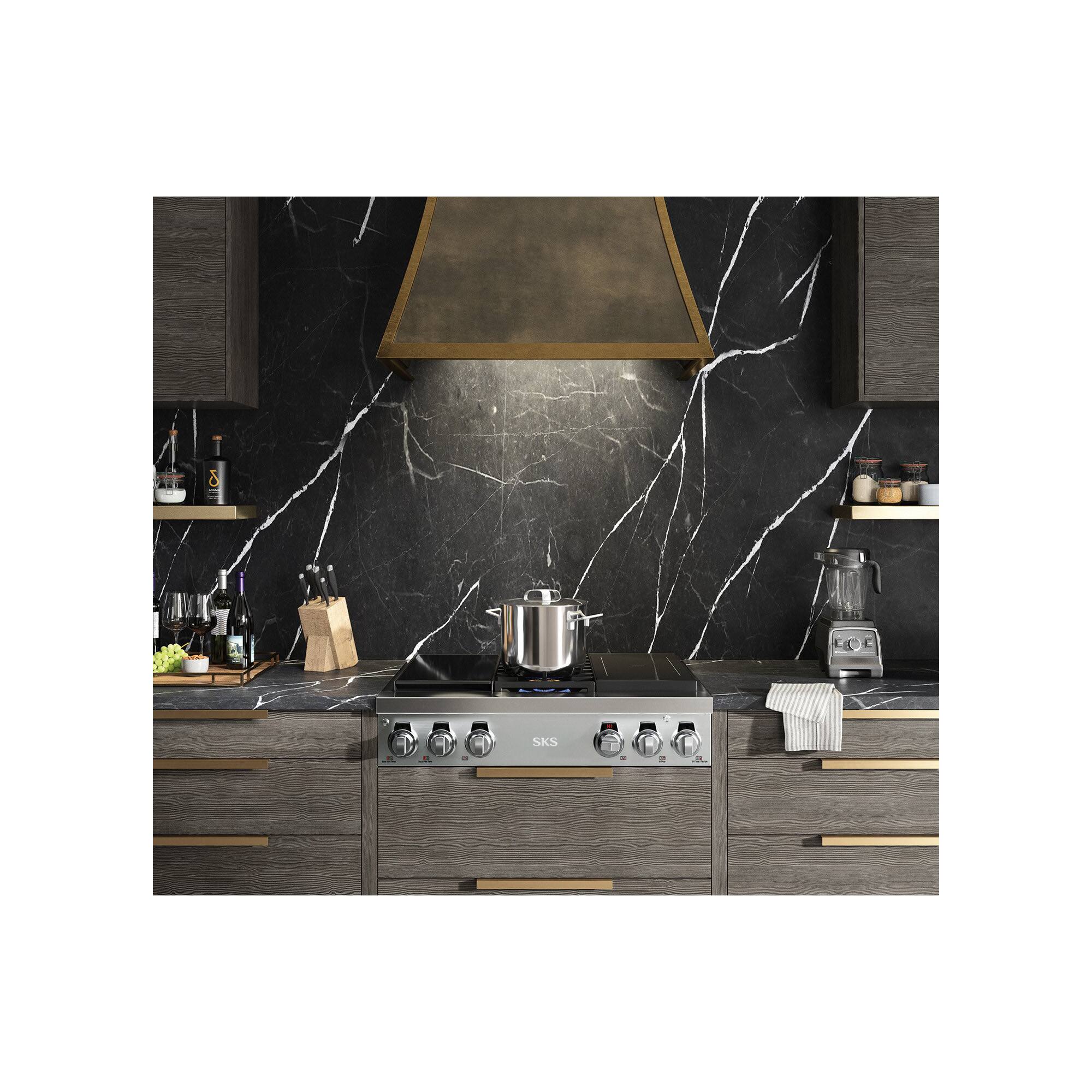 Alt View 2. SKS - 36-In Gas Rangetop with 6 Burners - Stainless Steel.