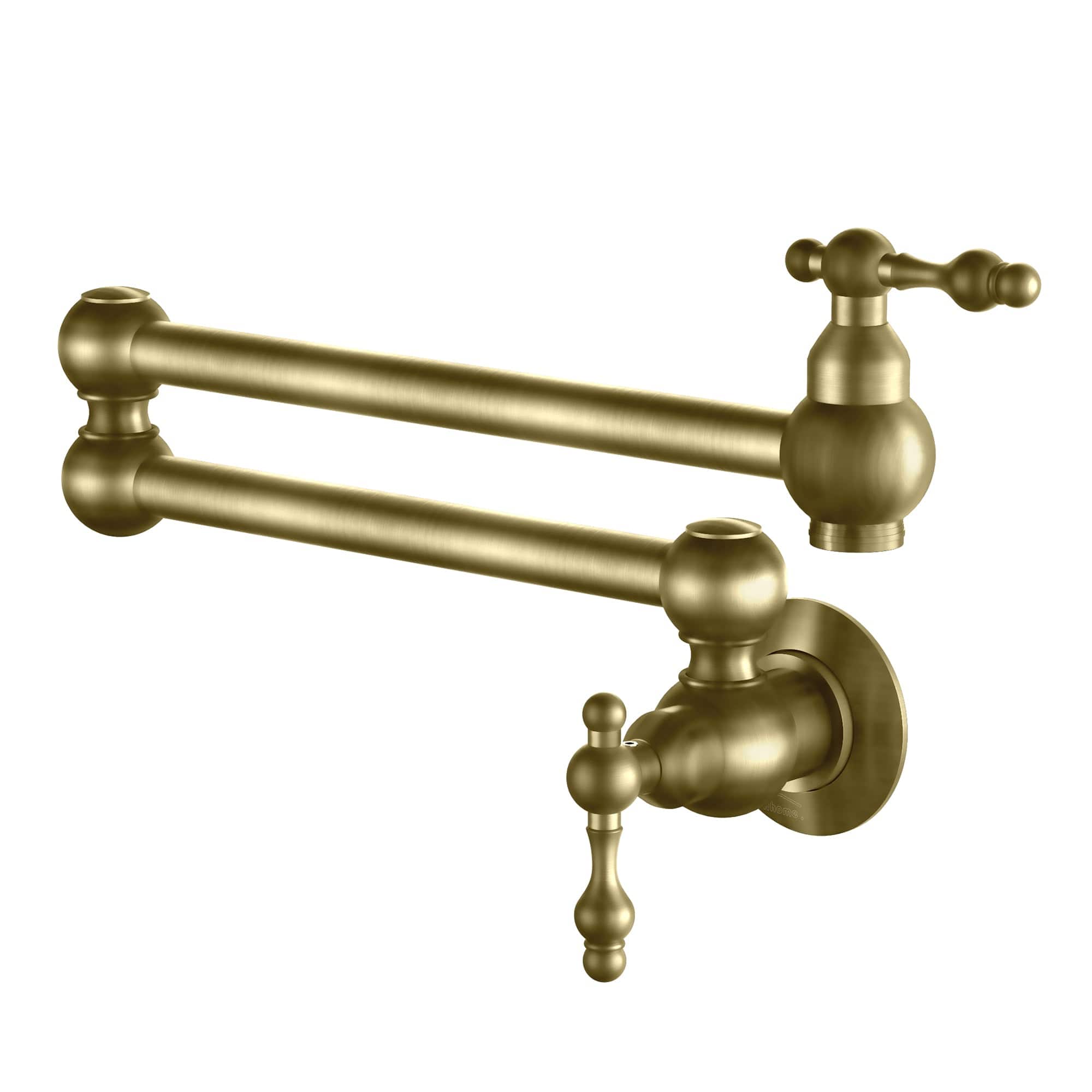 1.8 GPM Wall Mounted Pot Filler with Mounting Hardware Double Handles and Ceramic Disc Cartridge