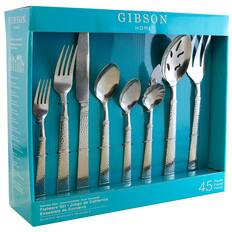 Gibson Home! Gibson Home e e Faur brnth 1 Cuet b 4 es Rd Crpc I - hnes Nn Tm T het o Dr - Satrol & - O e Ue a d - de a 1 i hee dr em Ses es N pe e fre W t - a b e de de Snde - muu d S - opuro L Acier inoxydable Acere Inoxidable de Cubiertos Stainless Steel Juego Set Couverts Flatware de Ensemble pour 8 . Service Servicio para 5 Service Pieces 45 Piezas Pieces