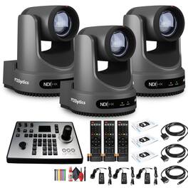 3 x PTZOptics Move 4K PTZ Camera with 20x Zoom (Gray) (PT20X-4K-GY-G3) + PT-JOY-G4 Controller