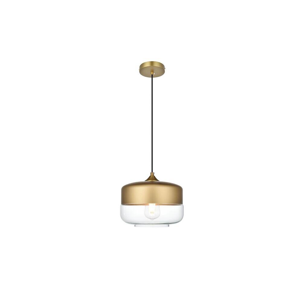 Alt View 1. Living District - Ashwell 10 Inch Pendant Clear Shade in Satin Gold - Satin Gold And Clear.