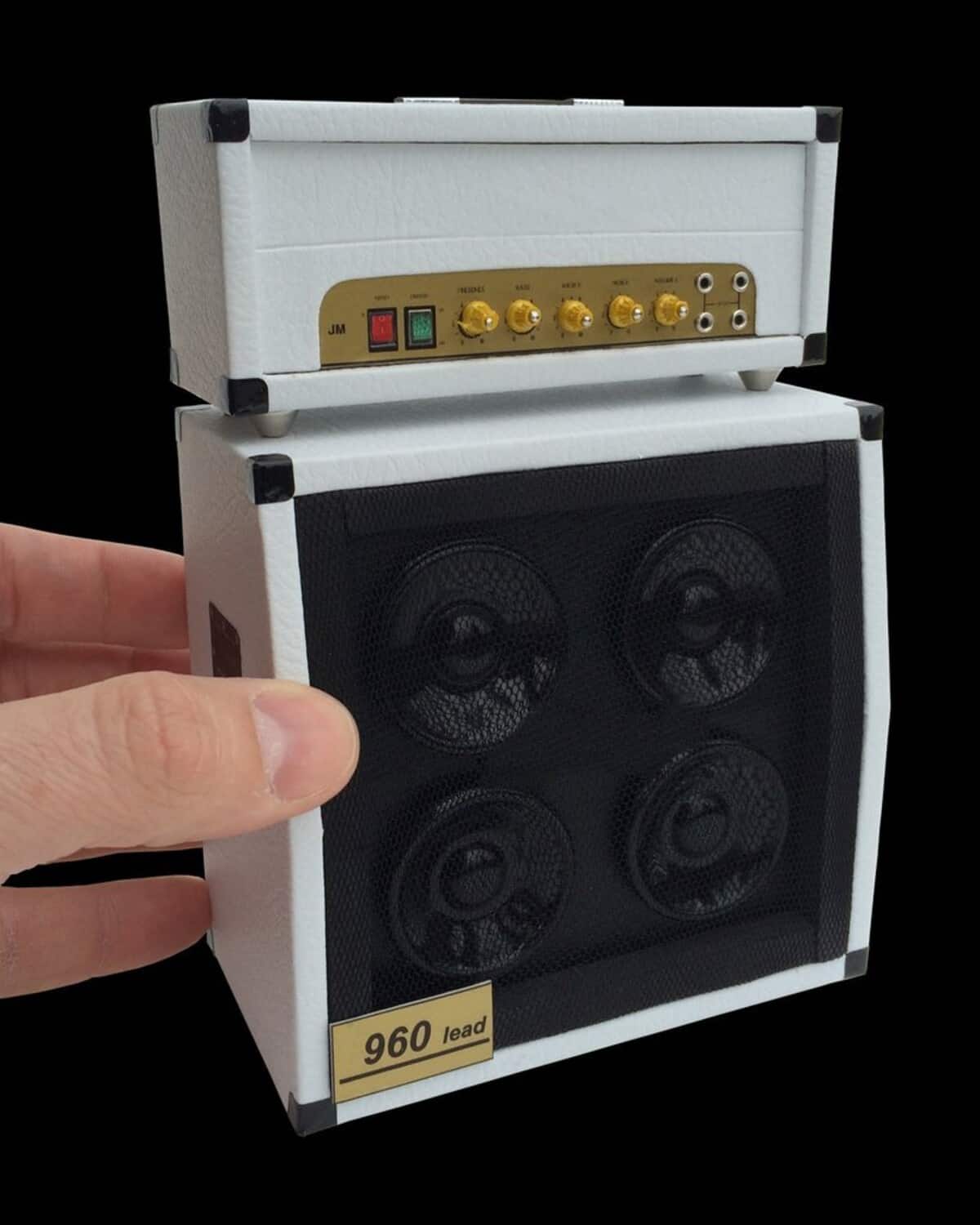 Axe Heaven - Classic Miniature Stack Amplifier Head w 4 x 12 Speaker Cabinet White Replica Collectible- COLLECTABLES - Multicolor