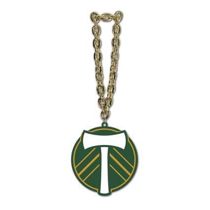Front. MOJO - Portland Timbers Team Logo Fan Chain Necklace - Green.