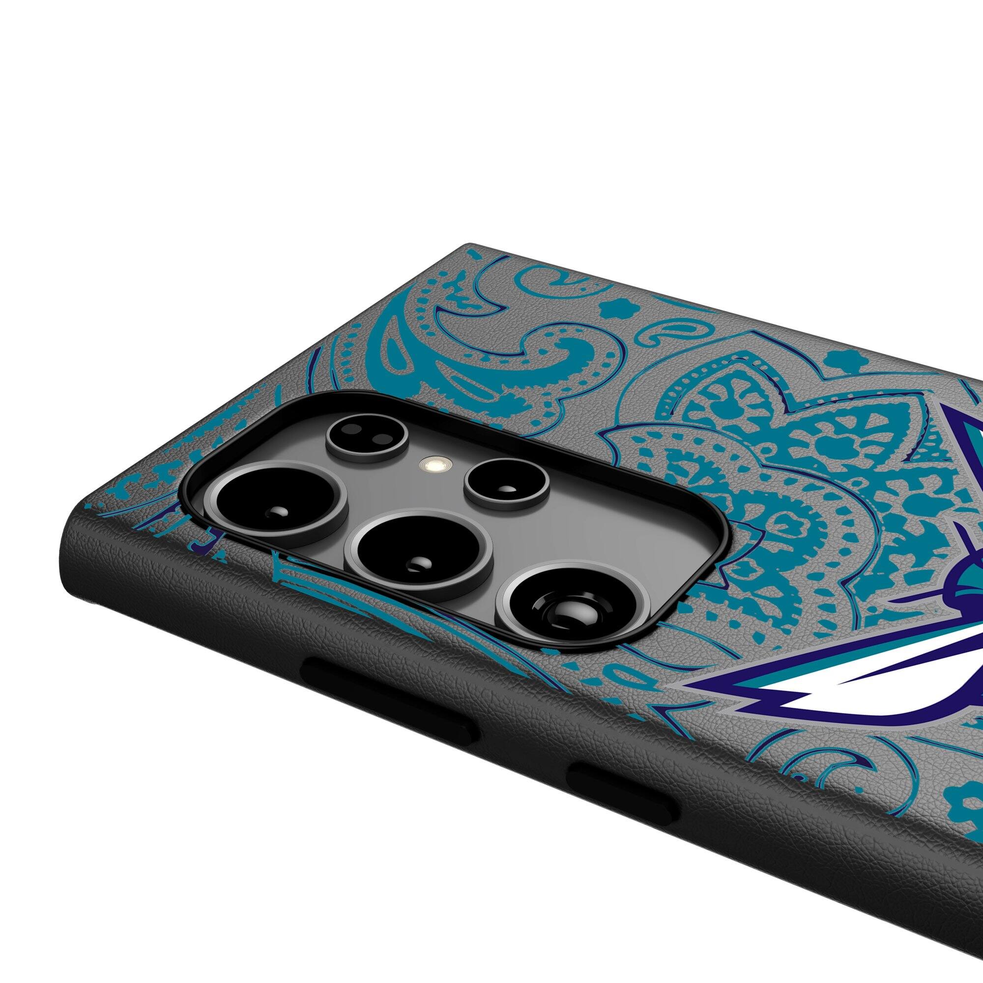 Alt View 3. Keyscaper - Charlotte Hornets Paisley Galaxy Magnetic Bump Case - S25 - Black.