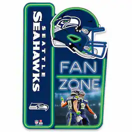 Open Road Brands - Seattle Seahawks 13" x 19.5" Fan Zone Metal Sign - Blue