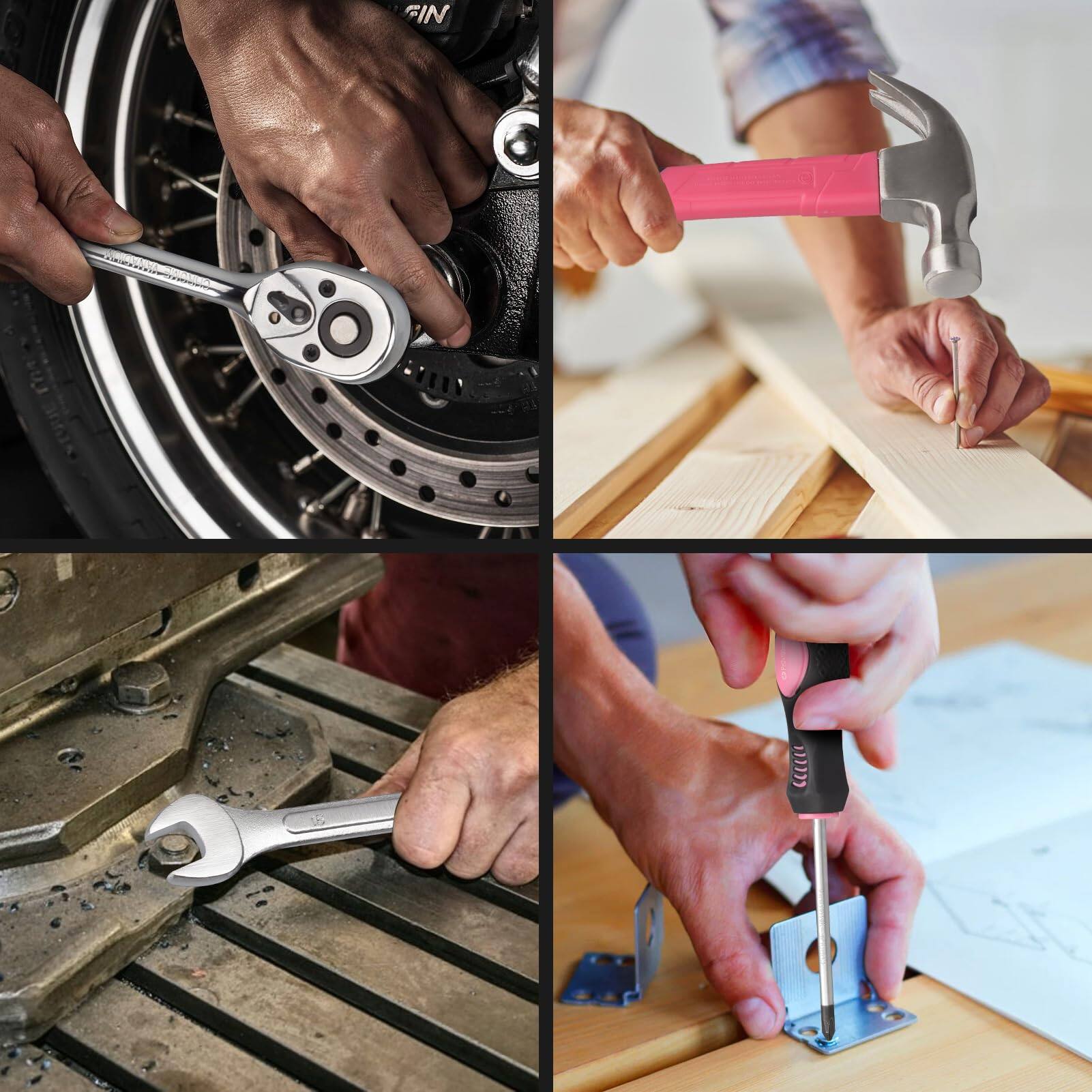 Alt View 4. Fabibe - 450-piece Pink Tool Set Home Kit With Toolbox Storage Case Repair Drawer For Women - Red 51 Piece.