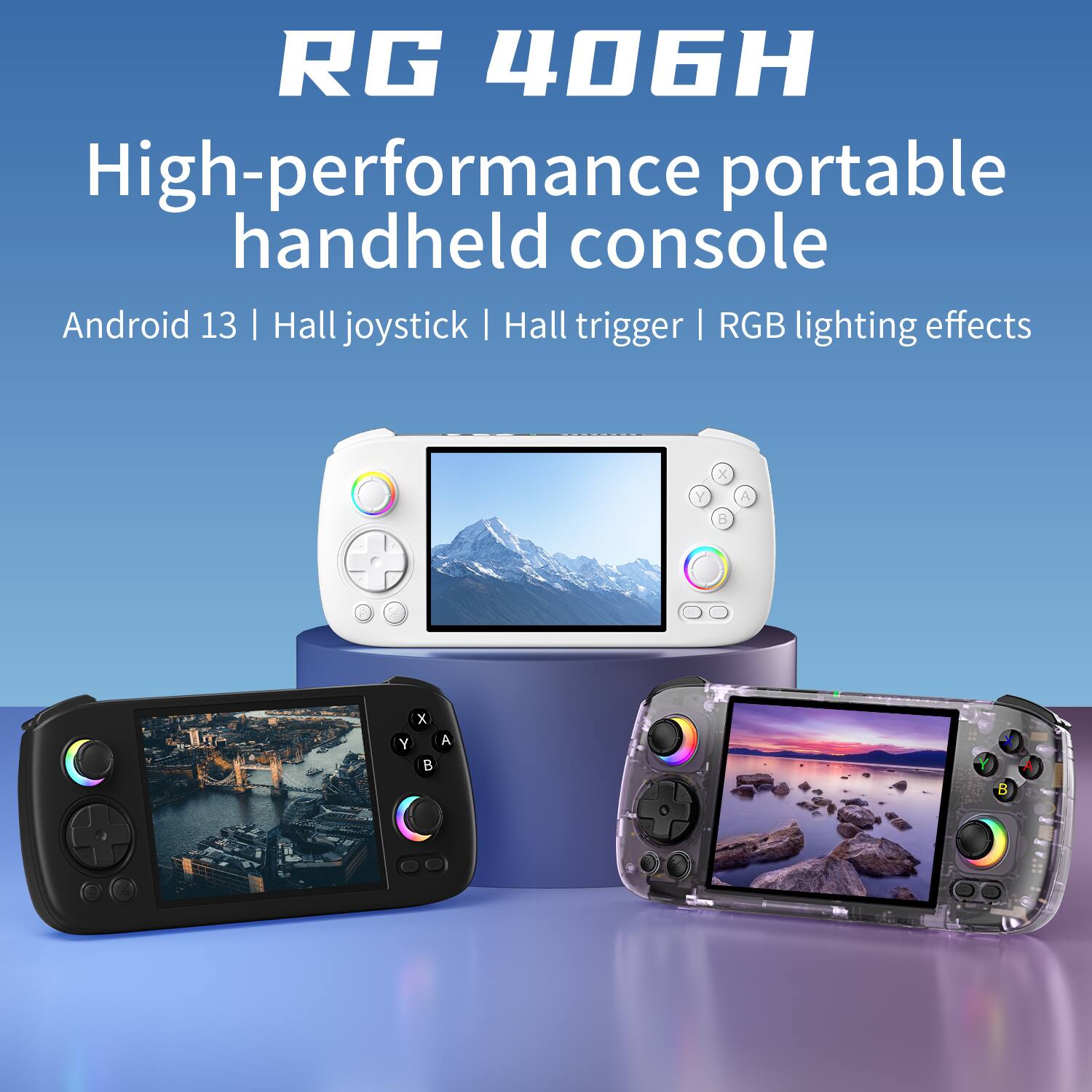 RG 406H is a high-performance portable handheld console that comes with Android 13, a Hall joystick, and Hall trigger. It also features RGB lighting effects, making it an ideal choice for gamers who want a compact and powerful gaming device.
