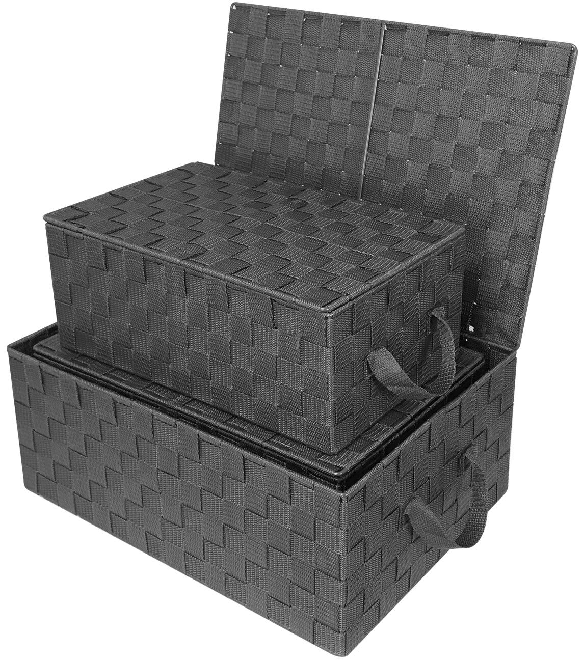 Alt View 1. Sorbus - Sorbus Set of 3 Storage Baskets for Organizing with Lid, Mesh, Linen, Organizer Storage Baskets for Shelves - Gray.