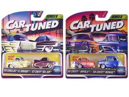 Car Tuned - "Kustoms" Double Pack Series 8 Set of 4 Cars Diecast Model Cars by CarTuned