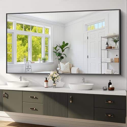 Hirose Alice - Framed Bathroom Mirror Shatterproof Glass Hd No Distortion Horizontal vertical Mount Modern Matte Aluminu...