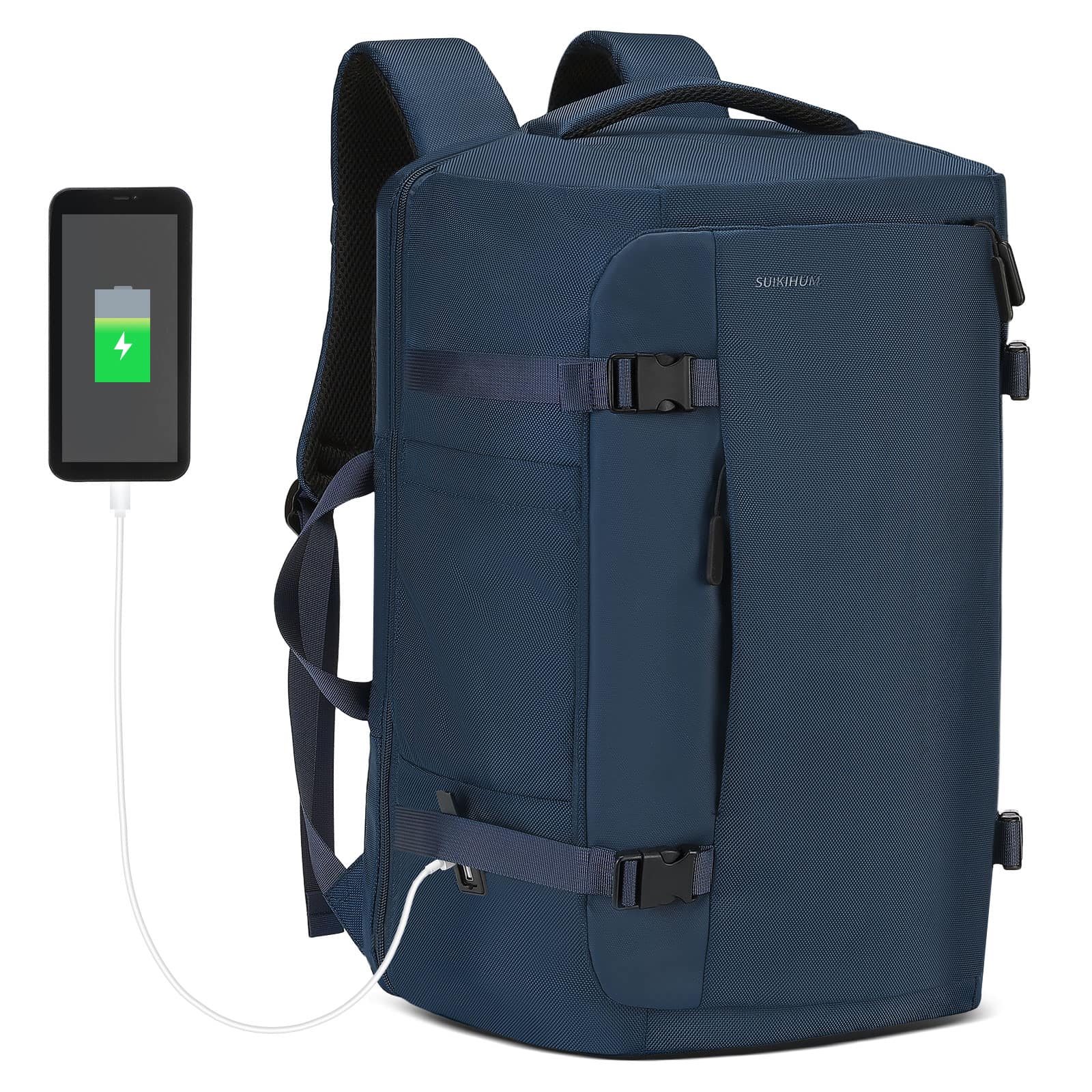 Unique Bargains - 40L Travel Backpack, TSA Friendly Flight Approved Carry on, Fits 17.3" Laptop, USB-A&C Ports, Weekender - Blue