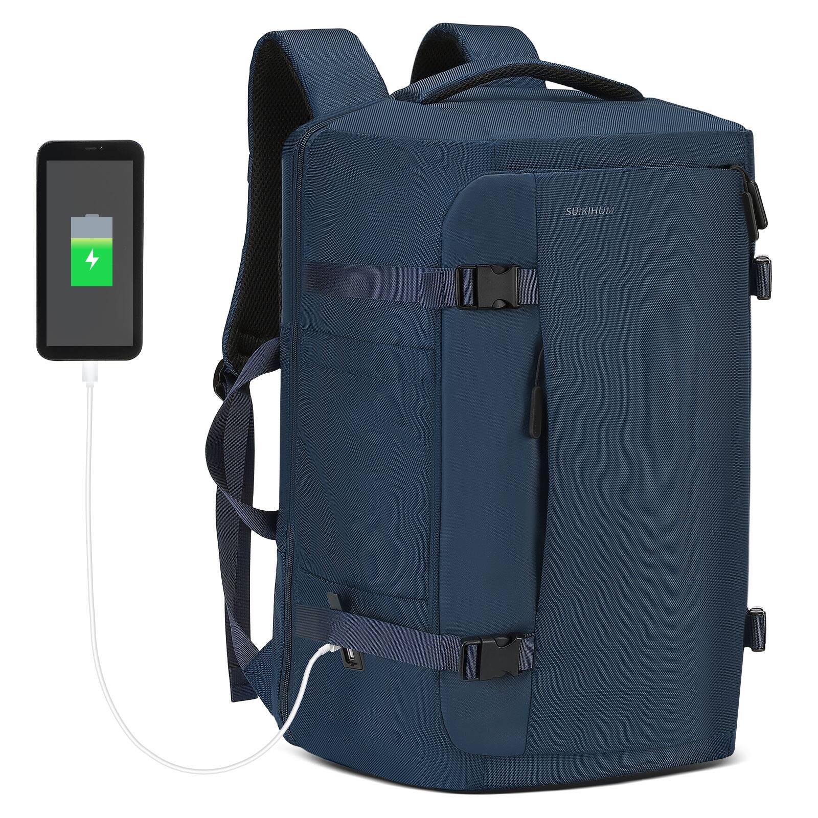 Front. Unique Bargains - 40L Travel Backpack, TSA Friendly Flight Approved Carry on, Fits 17.3" Laptop, USB-A&C Ports, Weekender - Blue.