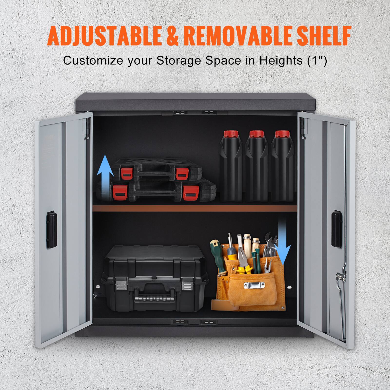 ADJUSTABLE & REMOVABLE SHELF  
Customize your Storage Space in Heights (1")