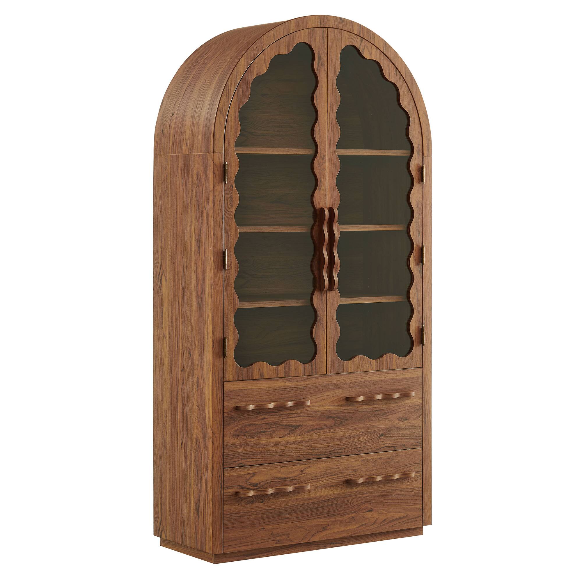 Angle. Modway - Rory 76 Inch Arched Kitchen Pantry Cabinet by Modway - Walnut.