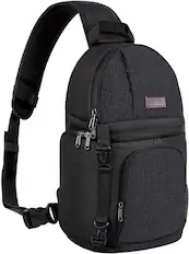 Front. mosiso - Camera Sling Bag Shockproof Photography Camera Backpack with Tripod Holder & Removable Modular Inserts - Black.
