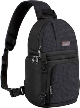 mosiso - Camera Sling Bag Shockproof Photography Camera Backpack with Tripod Holder & Removable Modular Inserts - Black