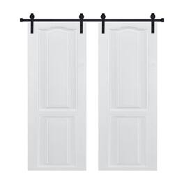 Boyel Living - Modern 2-Panel Barn Sliding Door 72-in L x 0.75-in W x 84-in H with Hardware Kit - Milk White