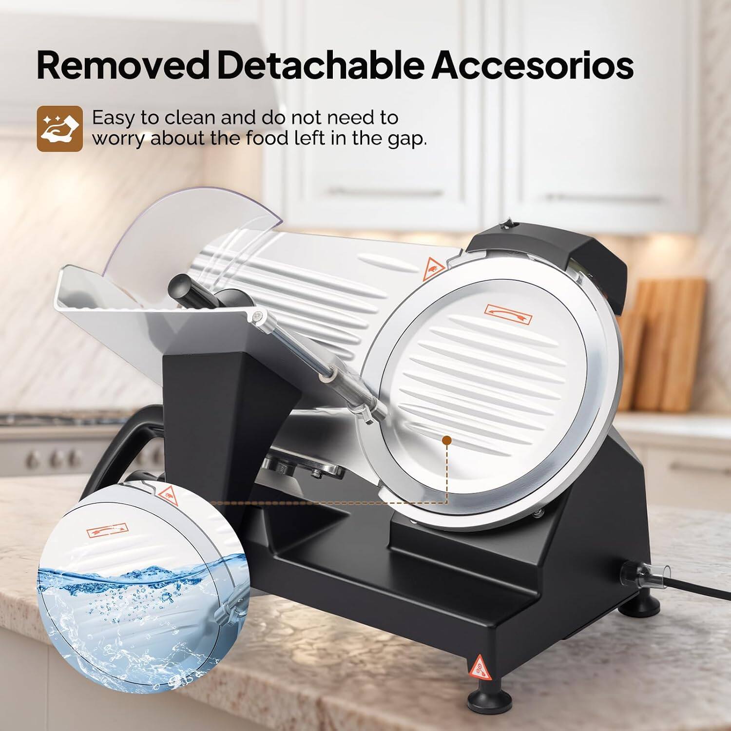 Removed Detachable Accesorios

Easy to clean and do not need to worry about the food left in the gap.