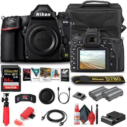 Nikon D780
Nikon F-mount
SanDisk Extreme PRO 170 MB/s 64 GB
Nikon FAVE
VideoStudio
Painter 7
PaintShop Pro
Nikon CLEAN 17CT
SanDisk ULTIMA U3
Nikon F-mount Lens Cap
Nikon D780 Camera Bag
Nikon D780 Camera Strap
Nikon D780 Batteries
Nikon D780 Charger
Nikon D780 USB Cable
Nikon D780 HDMI Cable
Nikon D780 Remote Control
Nikon D780 Lens Hood
Nikon D780 Lens Cleaning Kit