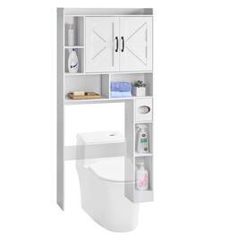 VEVOR - Over The Toilet Storage Cabinet, 66.14 in Height Bathroom Storage Organizer with Double Door and Adjustable Shelf - White