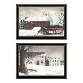 TinyHomie - Decor 4U 2 Piece Christmas Time with Family Black Framed Wall Art Billy Jacobs - White